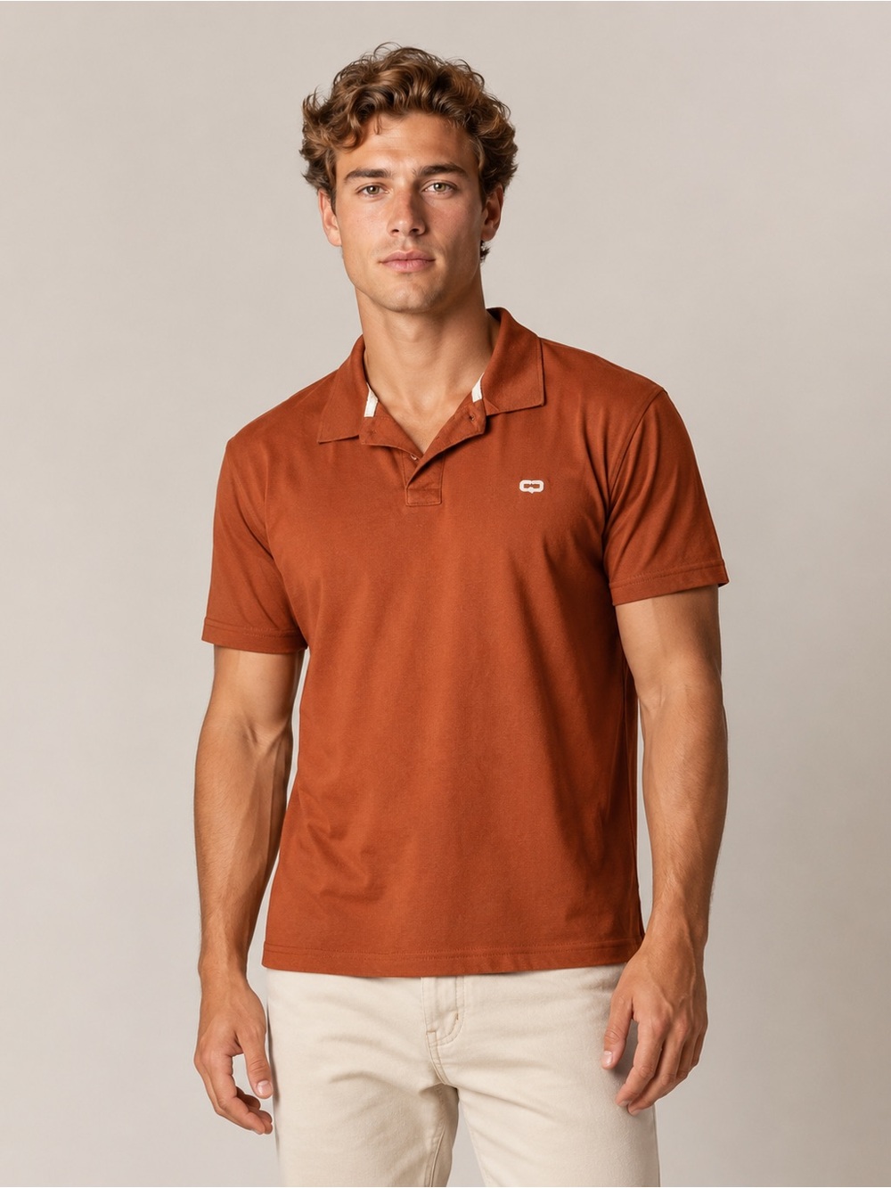 Quest Men's Rust Orange 100% Cotton Polo Shirt